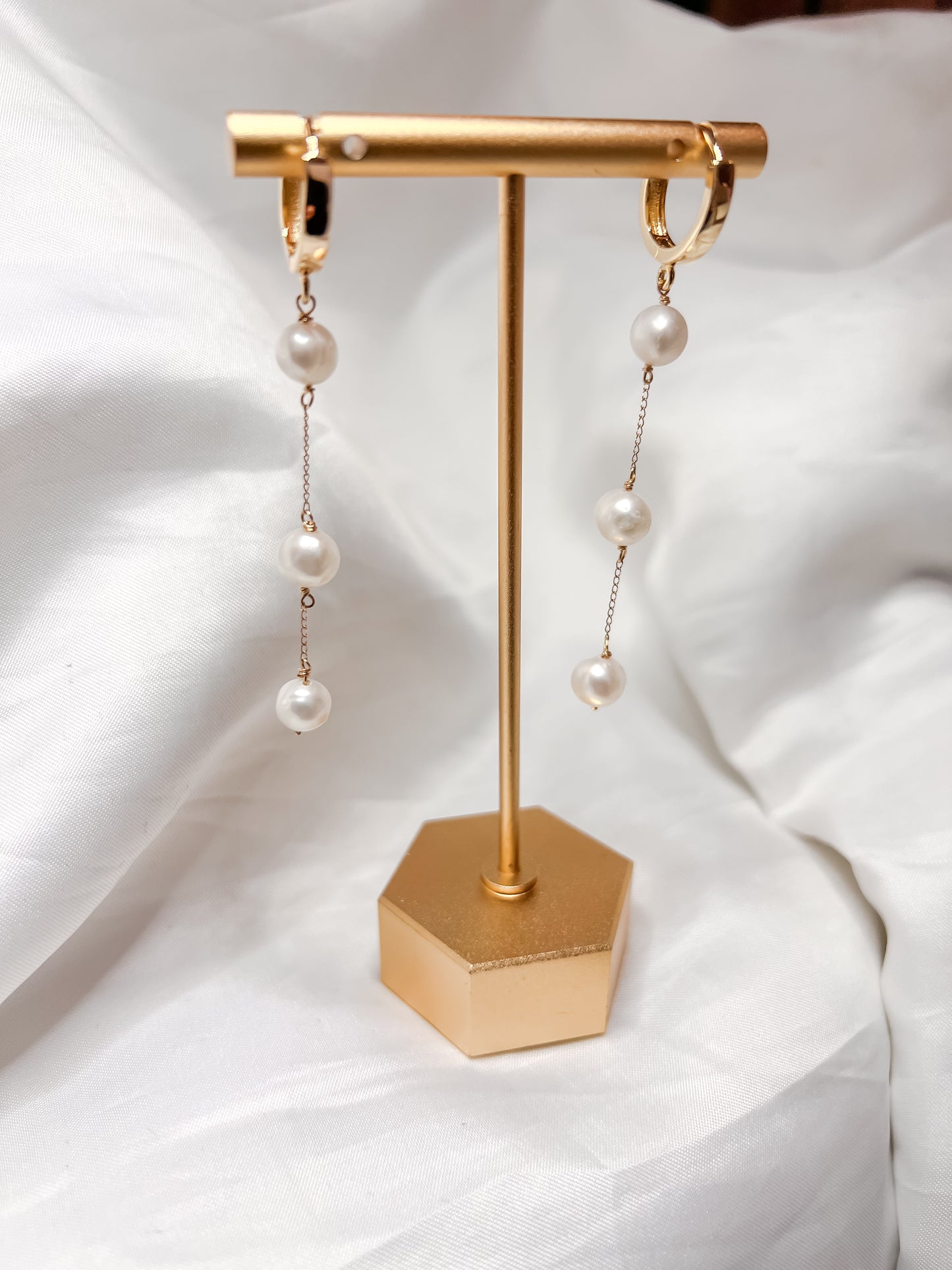 Fresh Water Pearl Gold Huggies