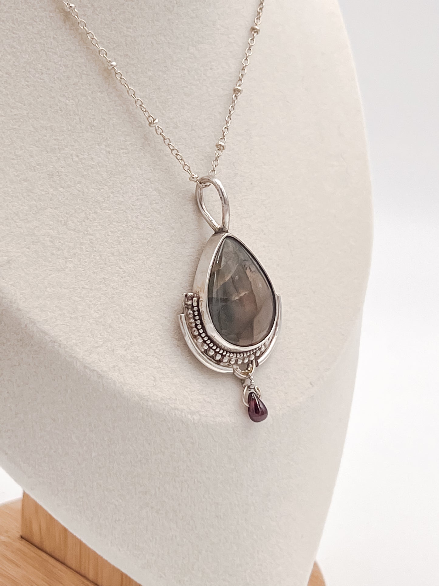 Labradorite & Garnet in Sterling - Pendant