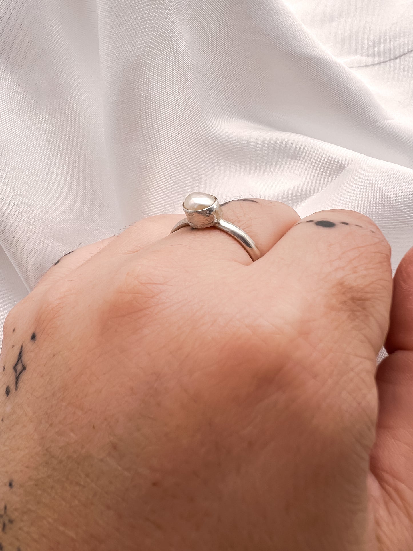 Organic Freshwater Pearl in Sterling- Size 8