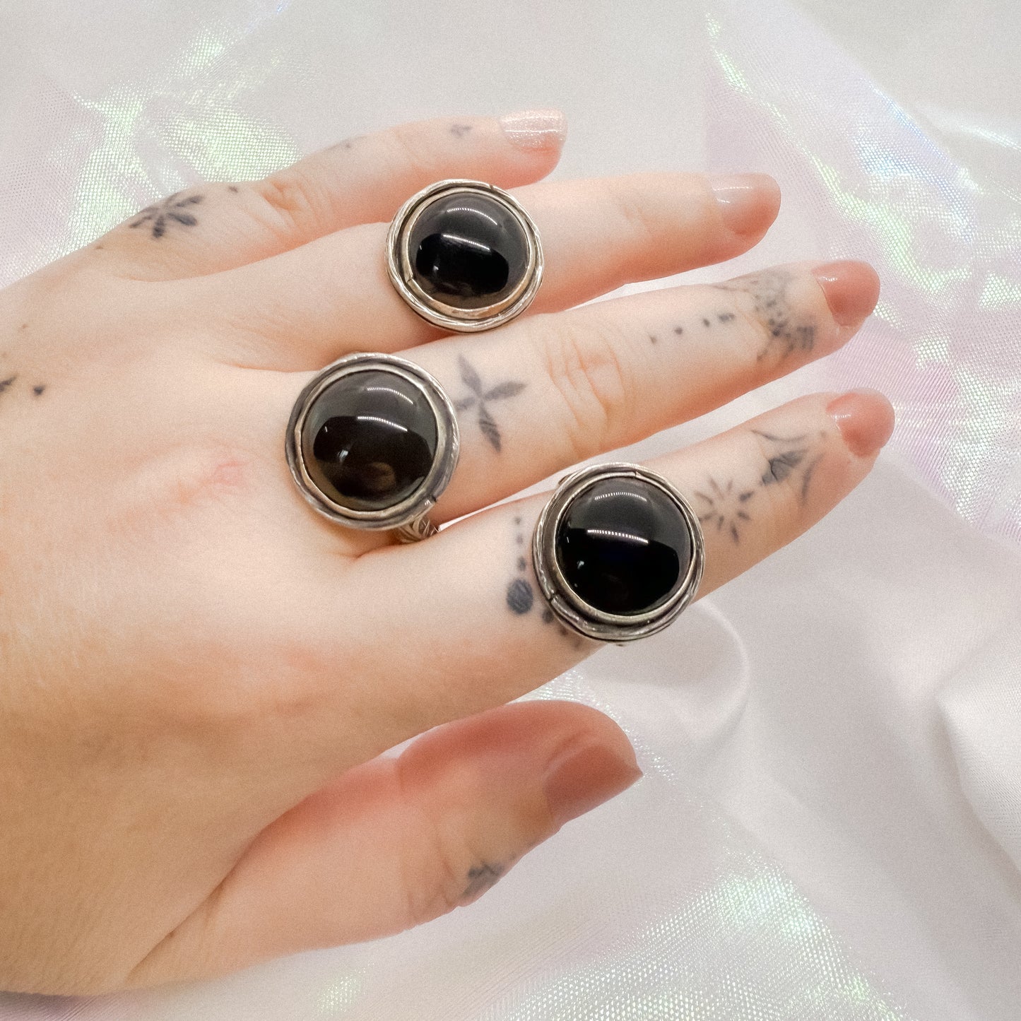 Amren Silver and Onyx Ring