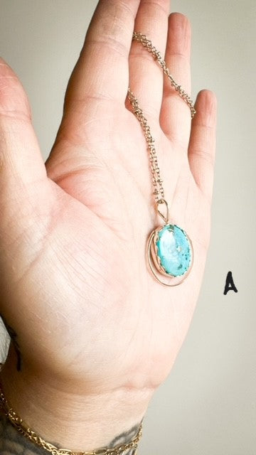 Deco Persian Turquoise Silver Pendant