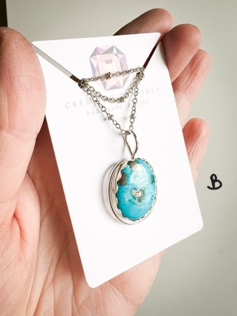 Deco Persian Turquoise Silver Pendant