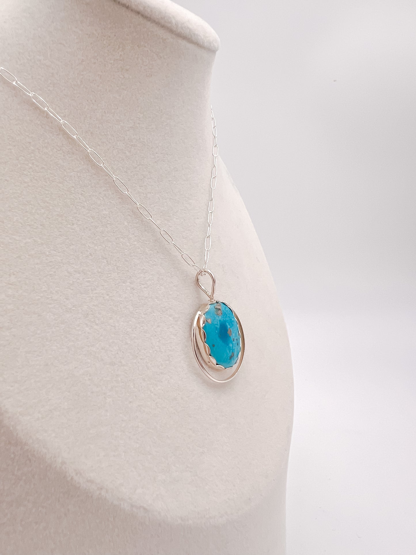 Deco Persian Turquoise Silver Pendant