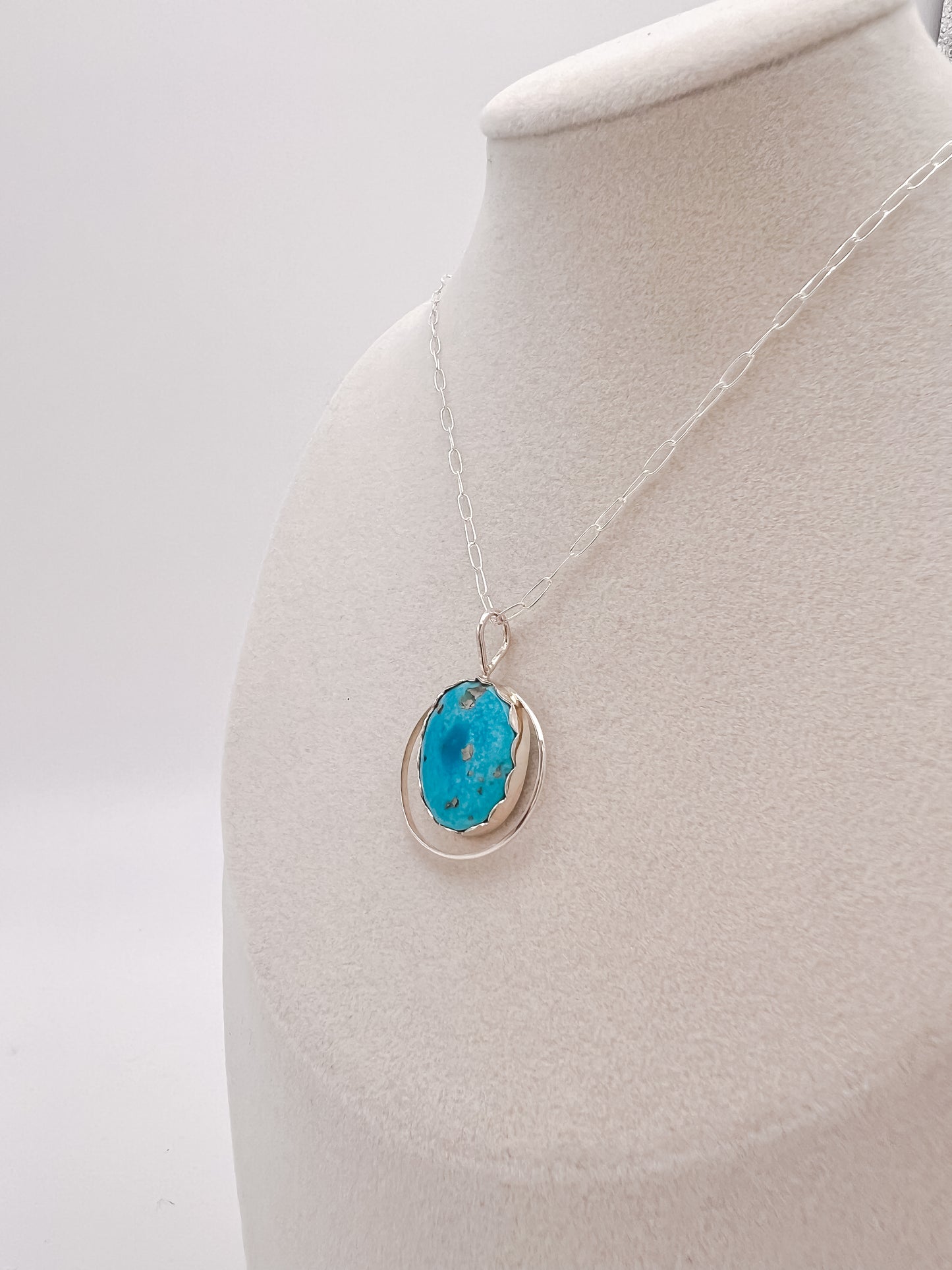 Deco Persian Turquoise Silver Pendant