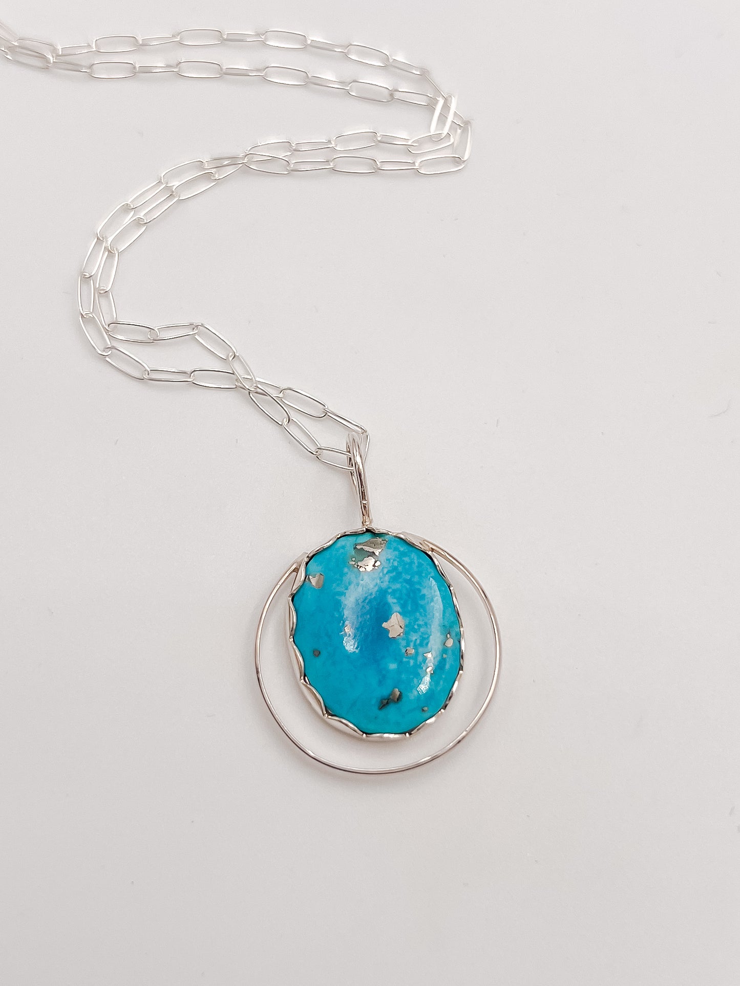 Deco Persian Turquoise Silver Pendant