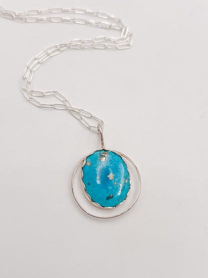 Deco Persian Turquoise Silver Pendant