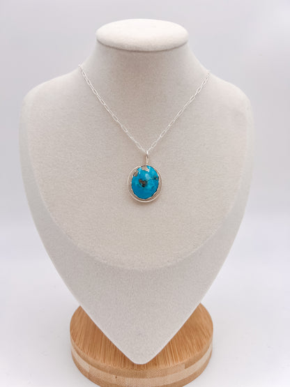 Deco Persian Turquoise Silver Pendant