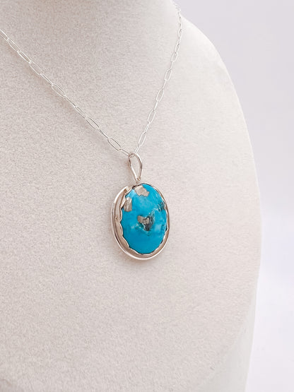 Deco Persian Turquoise Silver Pendant