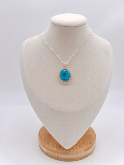 Deco Persian Turquoise Silver Pendant