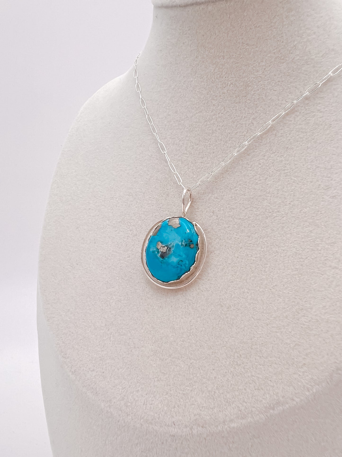 Deco Persian Turquoise Silver Pendant