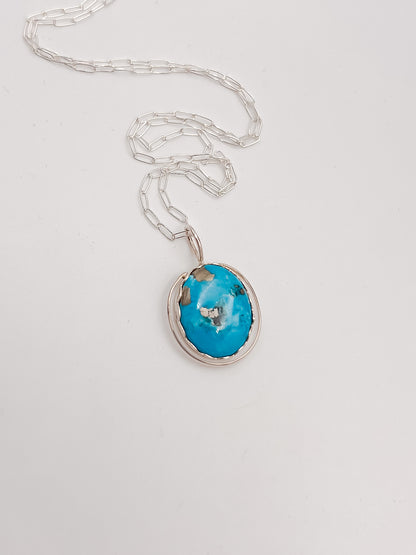 Deco Persian Turquoise Silver Pendant